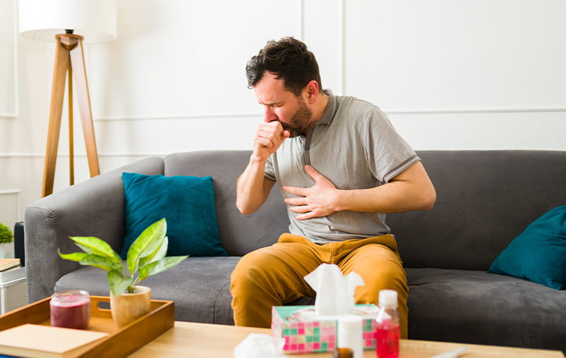 Man coughing
