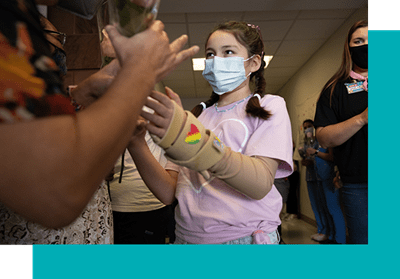 Mayah Zamorah being discharged from University Hospital.