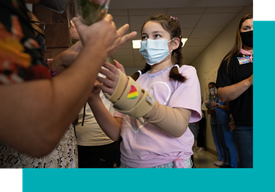 Mayah Zamorah being discharged from University Hospital.